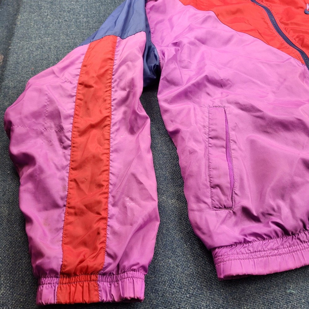 Vintage Nike 90s Colorblock Windbreaker Jacket Red Purple Blue Grey Label Large - Picture 3 of 11